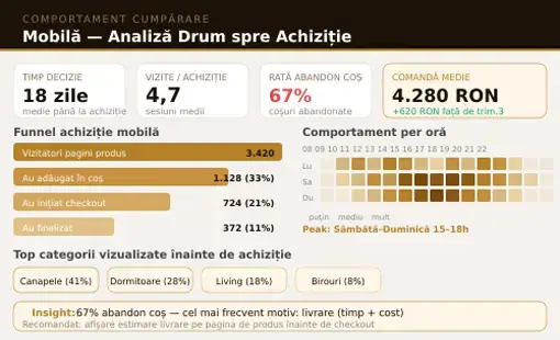 Mockup analiză comportament cumpărare mobilă